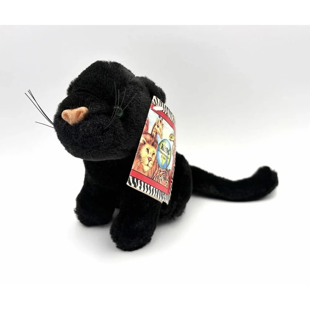 Vintage 1995 K&M Deja Zoo Black Panther Cat Plush 6